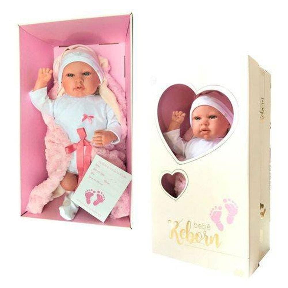 Bebê Reborn Recém-Nascido 3D-49 Cm Olhos Abertos