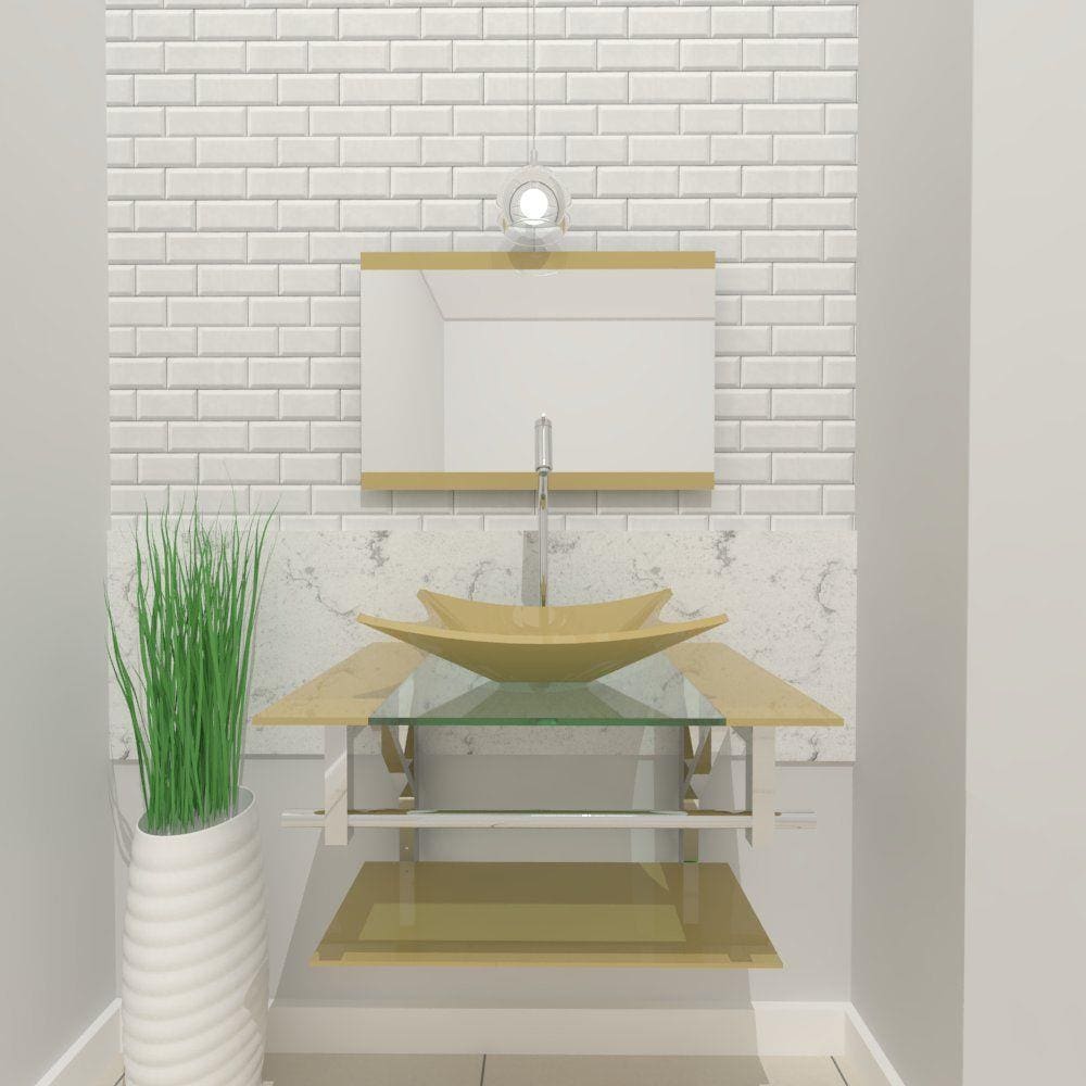 Gabinete de Vidro 60cm para banheiro Cuba Retangular