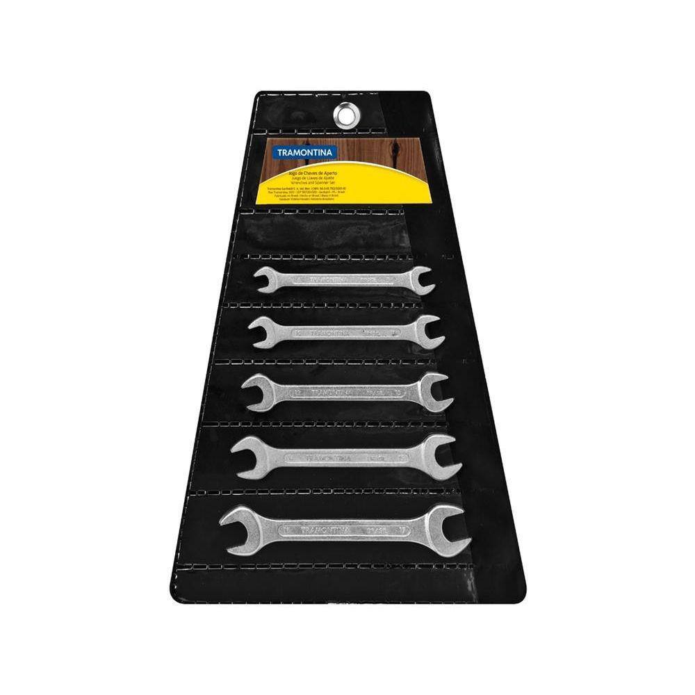 Jogo De Chaves Fixas 5 Pcs Corpo Em Aco Especial Acabamento Cromado Bocas Calibradas Tramontina