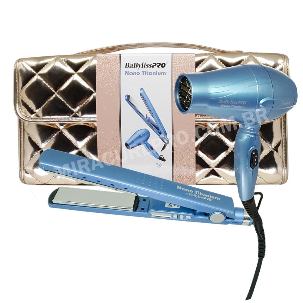 Kit Prancha BaByliss PRO + Secador BaByliss PRO Bambino + Bolsa Luxo Rose Gold