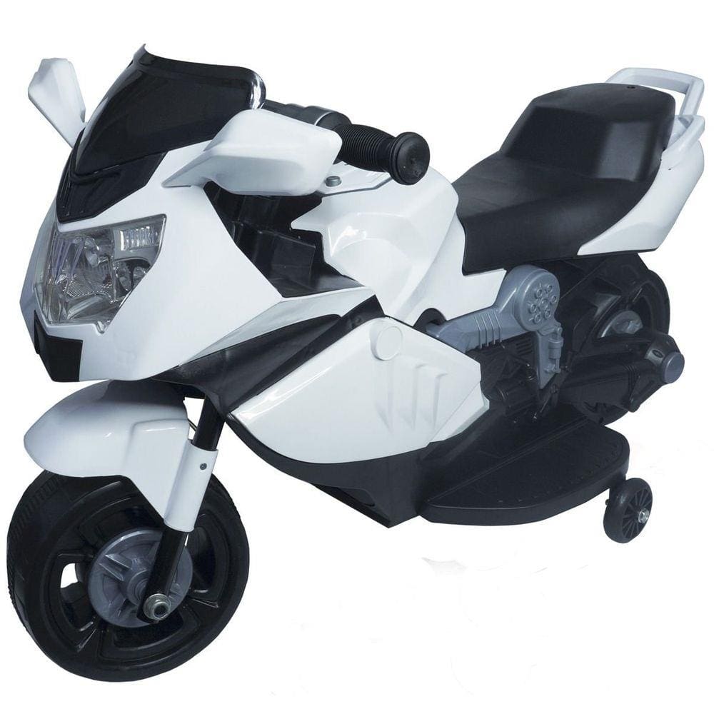 Mini Moto Elétrica Triciclo Criança Infantil Branca Bateria 6V Luz