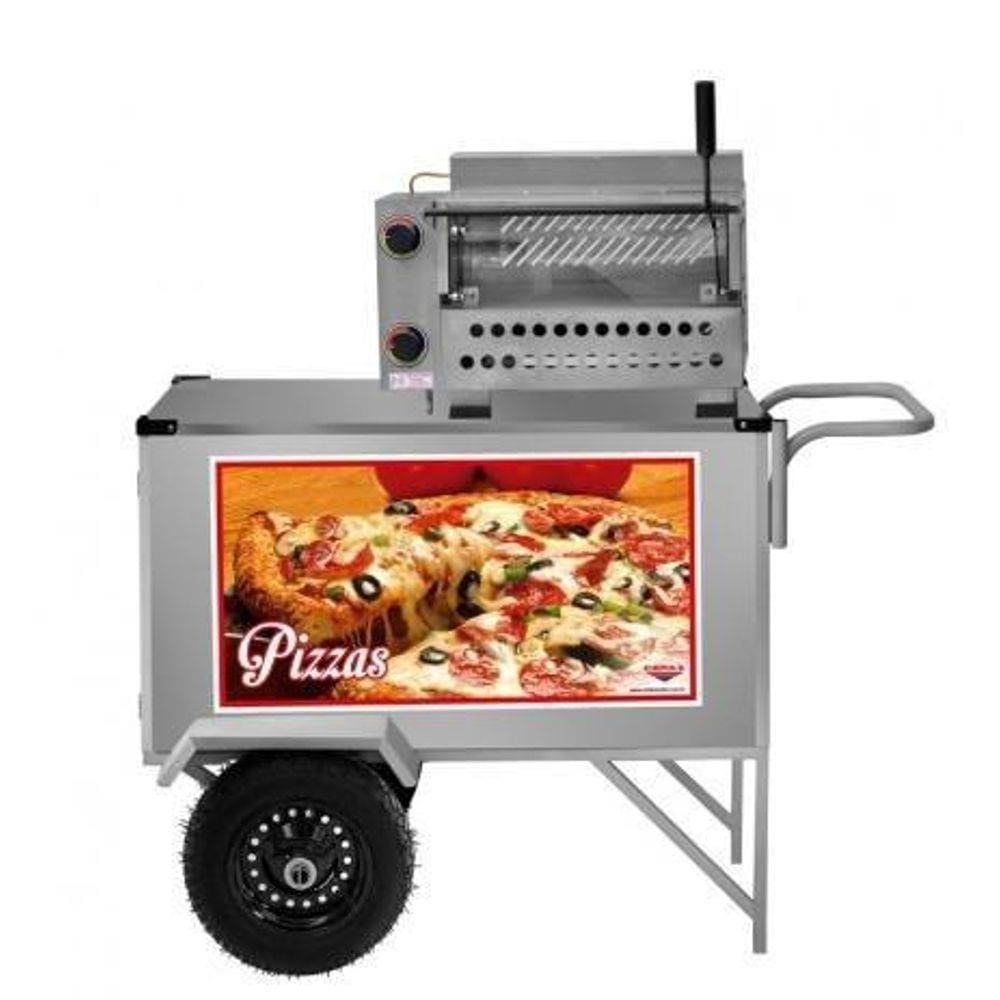 Carrinho de Pizza e Minipizza com Rodas Pneumáticas e Guarda Sol - Cefaz