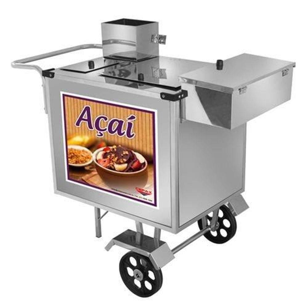 Carrinho de Açaí Luxo com Rodas Maciças e Guarda Sol - Cefaz