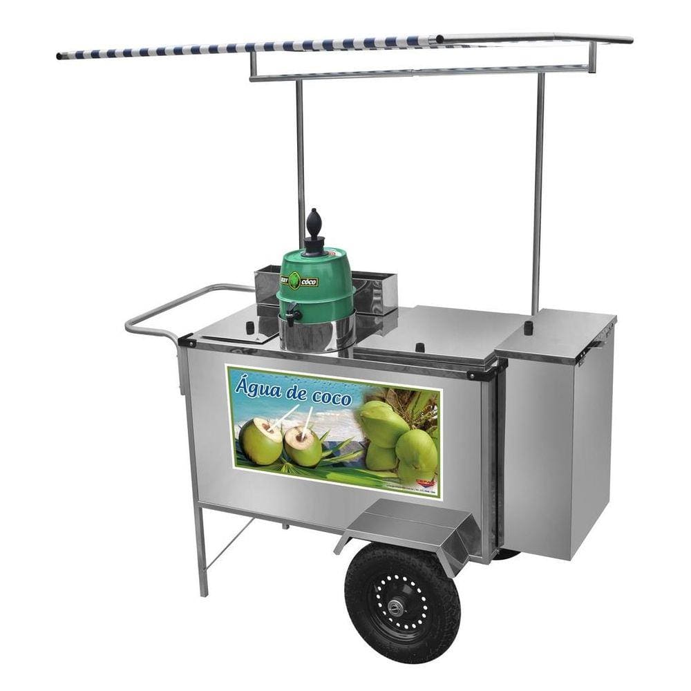 Carrinho de Água de Coco Luxo com Rodas Pneumáticas e Toldo - Cefaz