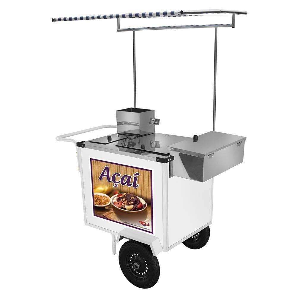 Carrinho de Açaí Luxo com Rodas Pneumáticas e Toldo - Cefaz