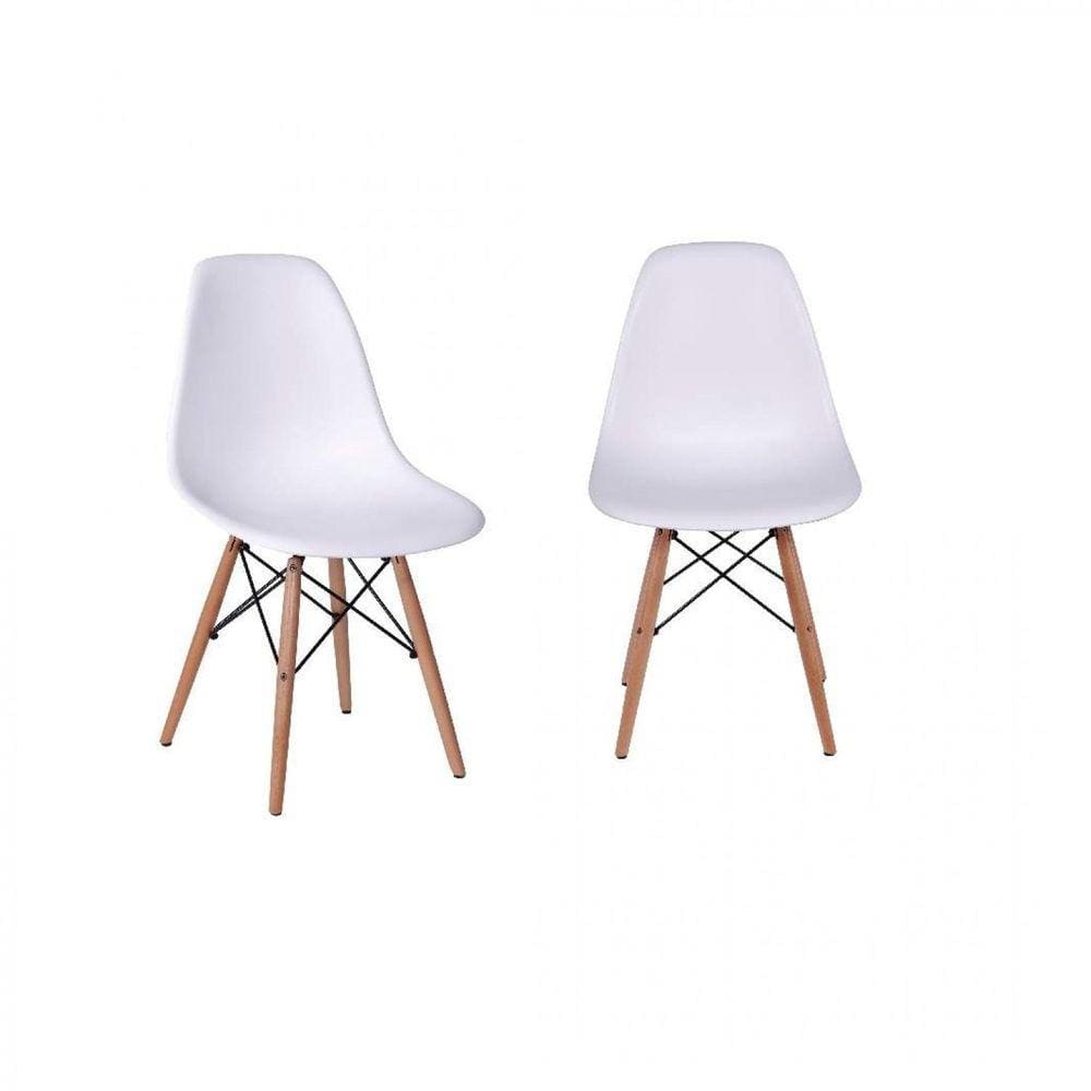 Conjunto 2 Cadeiras Eames DKR Base Madeira OR Design Branco