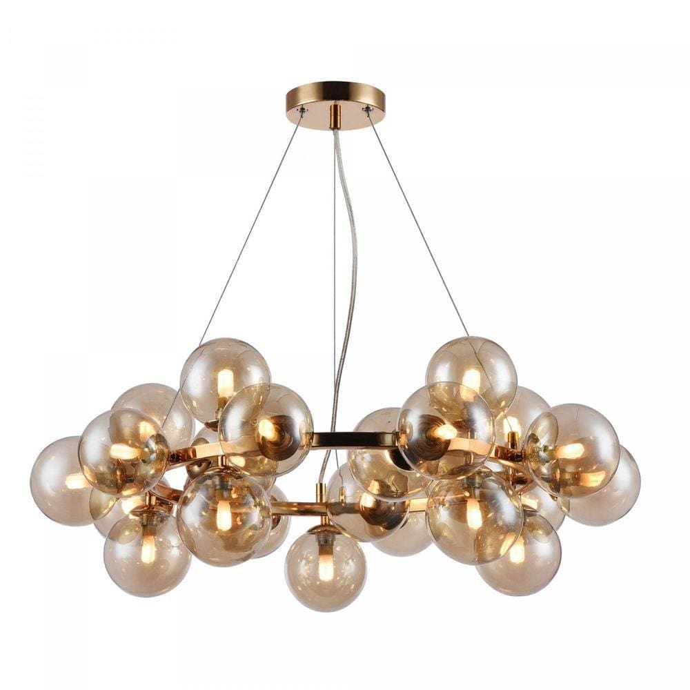 Pendente de Vidro Halo 24cmx69,5cm Bella Iluminação Dourado e Conhaque