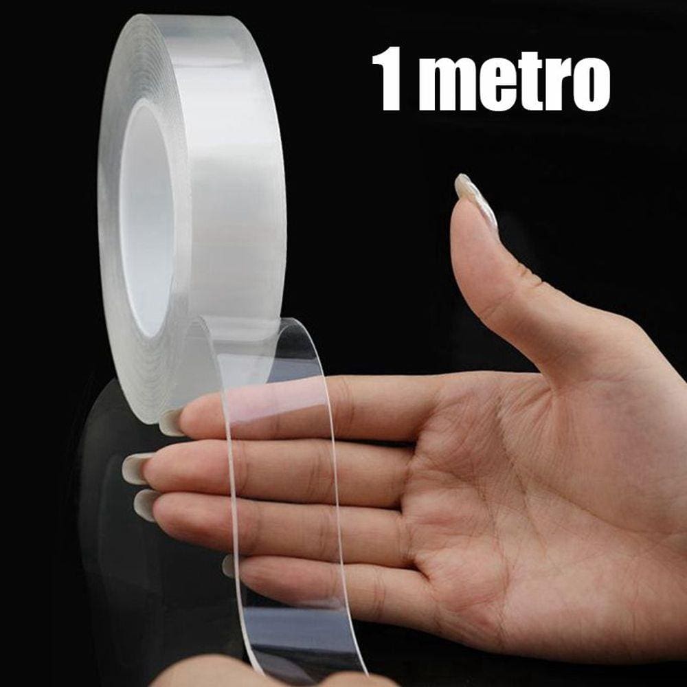 Fita Adesiva Dupla Face Transparente Nano PU Gel 1 metro Casa