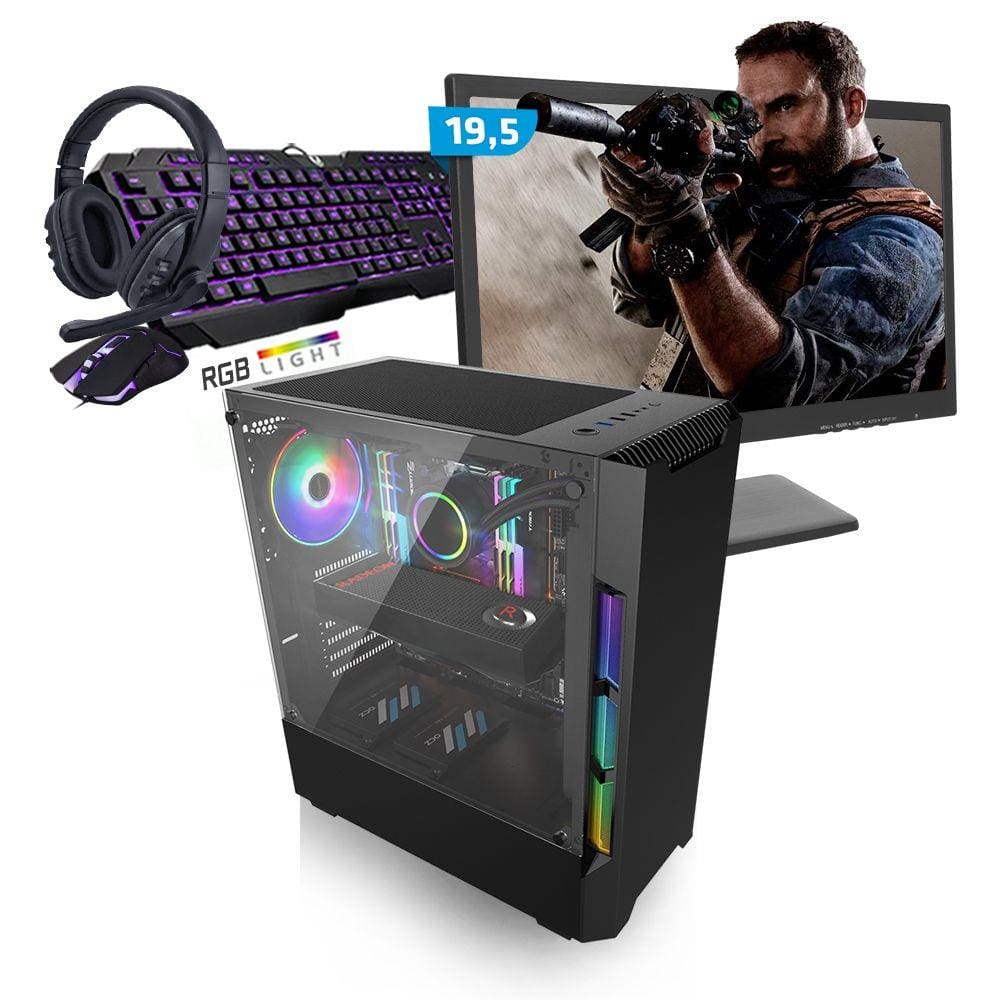Kit PC Gamer Smart SMT81486 i5 8GB (RX 580 8GB) SSD 240GB + Monitor 19,5