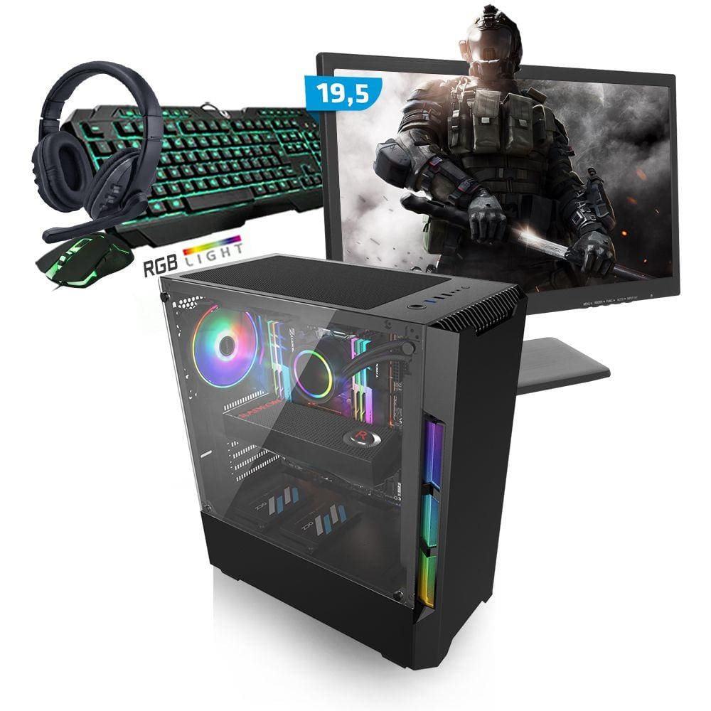 Kit PC Gamer Smart SMT81487 i5 8GB (RX 580 8GB) SSD 480GB + Monitor 19,5