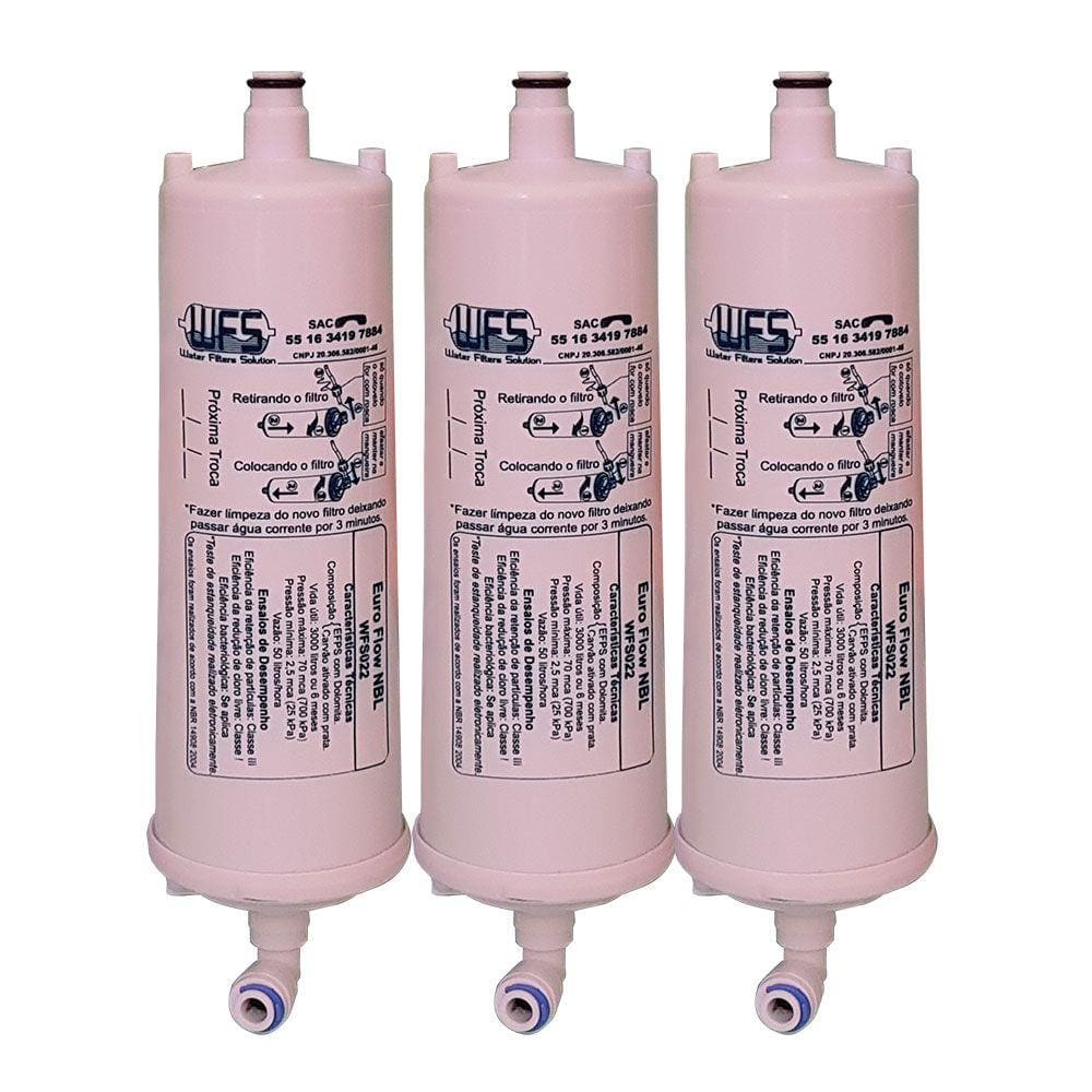 Kit 3 Filtro Refil para Purificador de Água Europa - Noblesse - Da Vinci - Cta