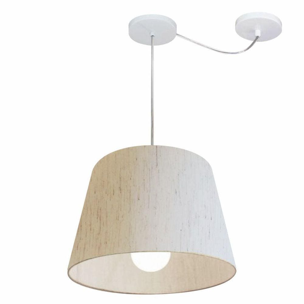 Lustre Pendente Cone Com Desvio de Centro Md-4274 Cúpula em Tecido 30x40cm