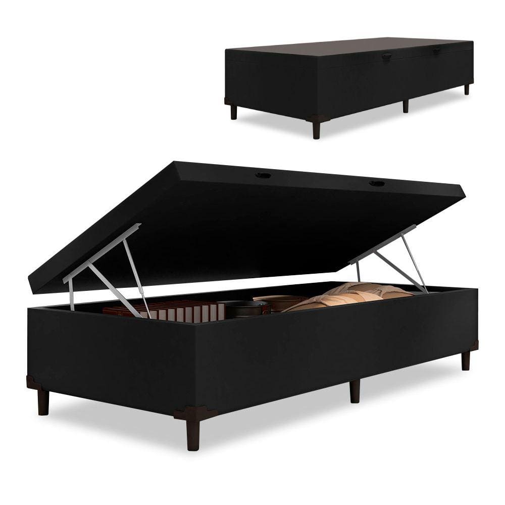 Cama Box com Baú Solteiro com 41cm de Altura Prince Suede Marrom