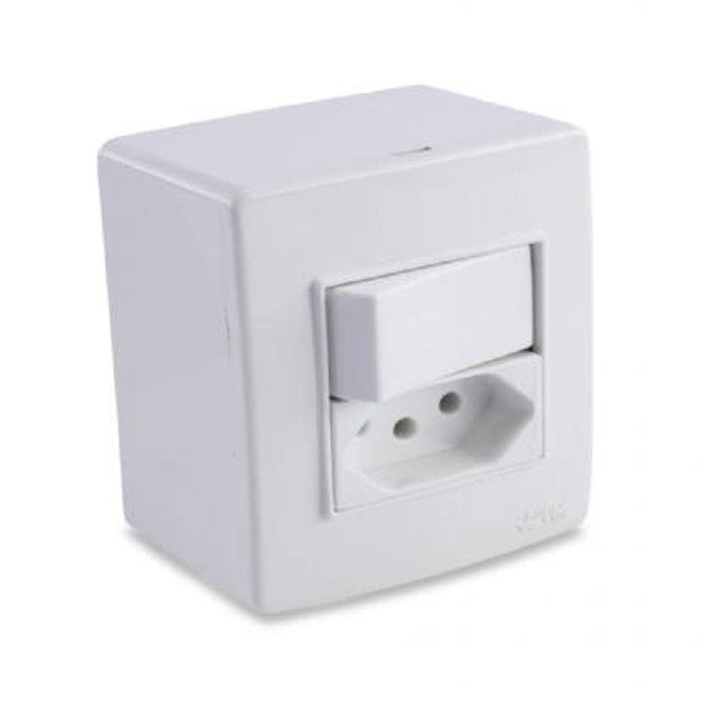 Conjunto de Sobrepor 1 Tomada E 1 Interruptor Force Line
