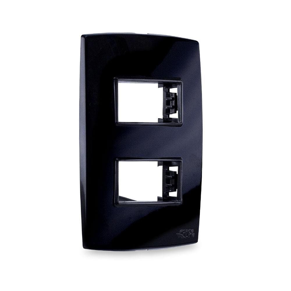 Placa 2 Posições Distanciadas 4x2 Preto Forceline