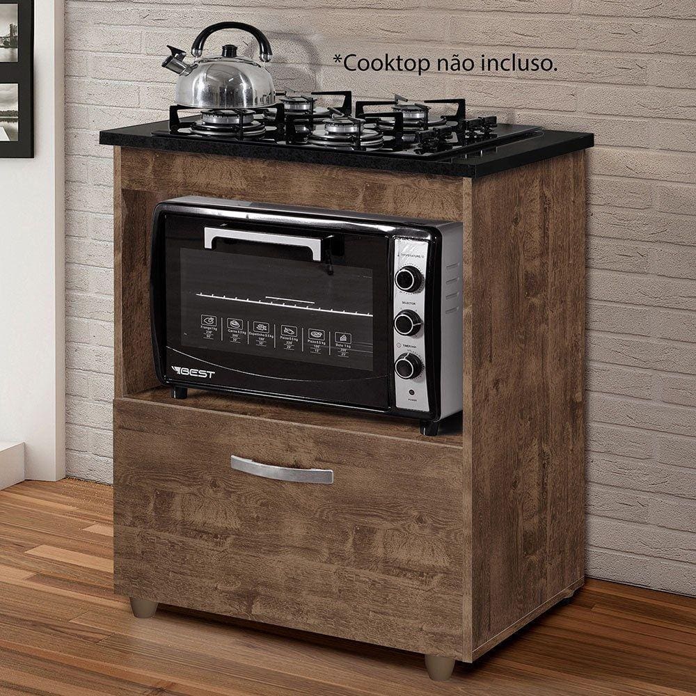 Balcão Cooktop 5 Bocas 1 Porta Salvia Ypê - kaiki Móveis