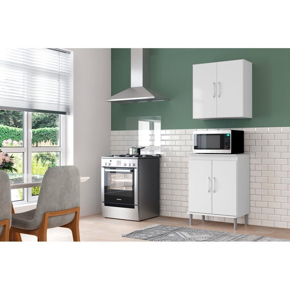 Conjunto Balcão Microondas Cozinha Armario 2 Portas