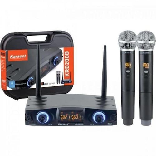 imagem-Microfone De Mao Duplo Sem Fio Krd200Dm Karsect
