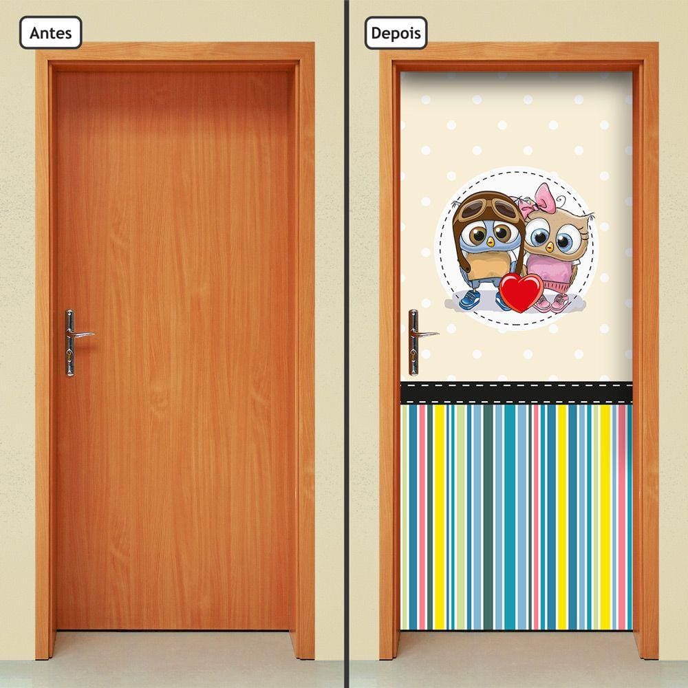 Adesivo Decorativo de Porta - Corujinhas - 2035cnpt