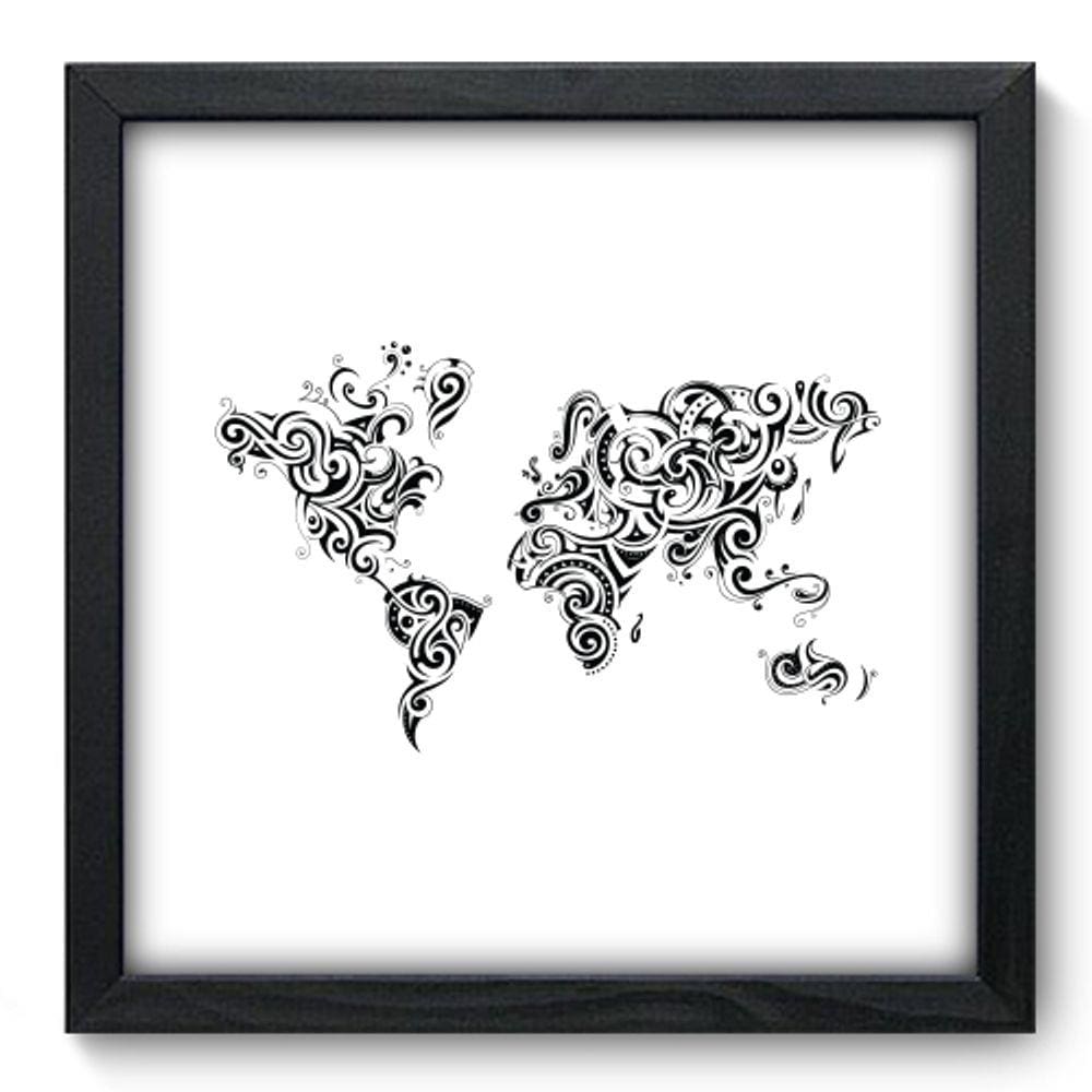 Quadro Decorativo - Mapa Mundi - 33cm x 33cm - 097qndbp