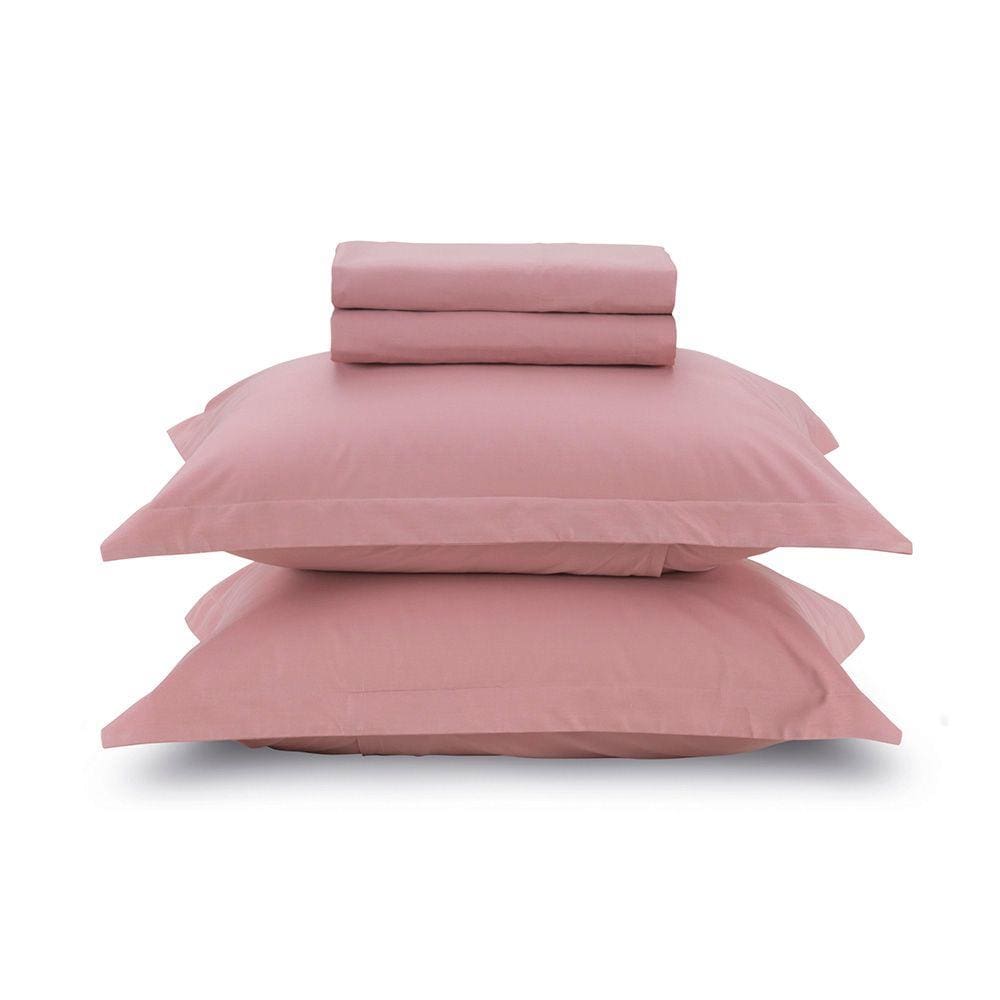 Jogo Roupa de Cama Casal Karsten 180 Fios 4 Peças Liss Rosa
