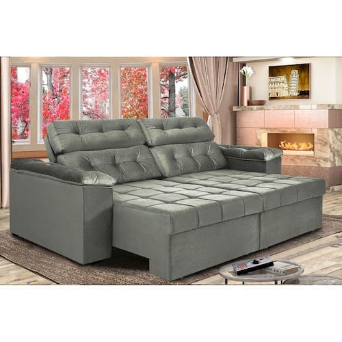 Sofá New Itália 2,72 Mts Retrátil e Reclinável Tecido Suede - Cama InBox é boa?