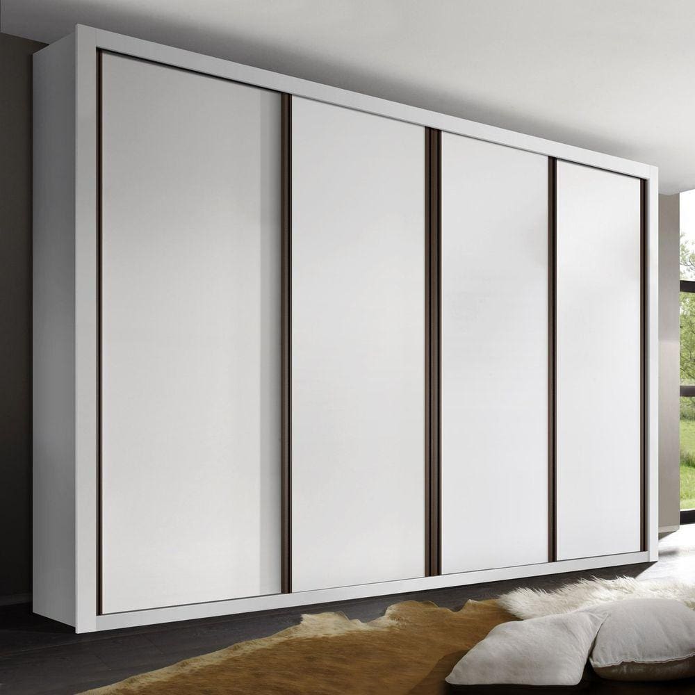 Guarda-Roupa Casal 4 Portas 4 Gavetas Milano Espresso Móveis Branco Espresso Móveis