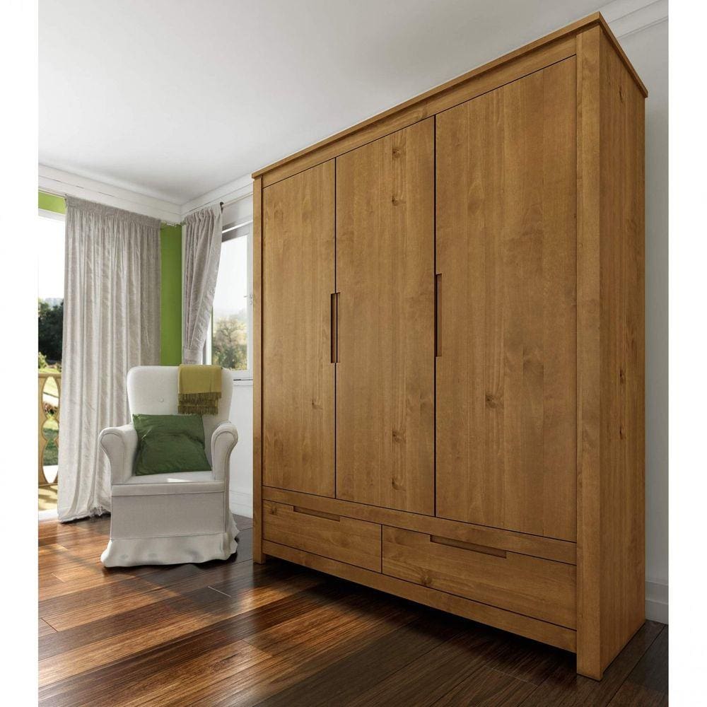 Guarda Roupa Casal 3 Portas 2 Gavetas Madma ArteMobili Garapa