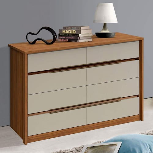 Cômoda Urban 8 Gavetas Móveis Lopas Rovere Naturale/Off White Menor preço em Cômoda Urban 8 Gavetas Móveis Lopas Rovere Naturale/Off White