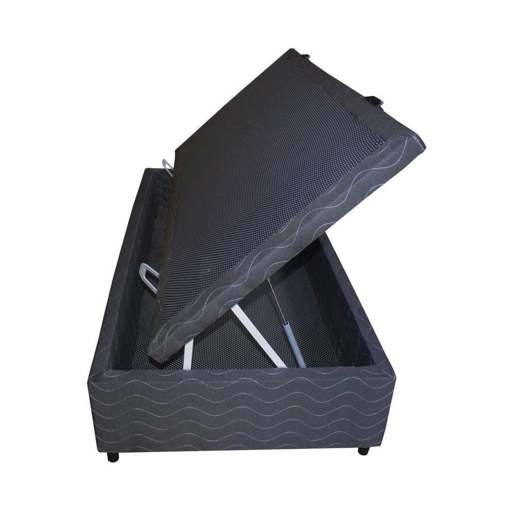 Base Box Solteiro com Baú 88cmx188cmx47cm Poliéster Quality-Flex Cinza