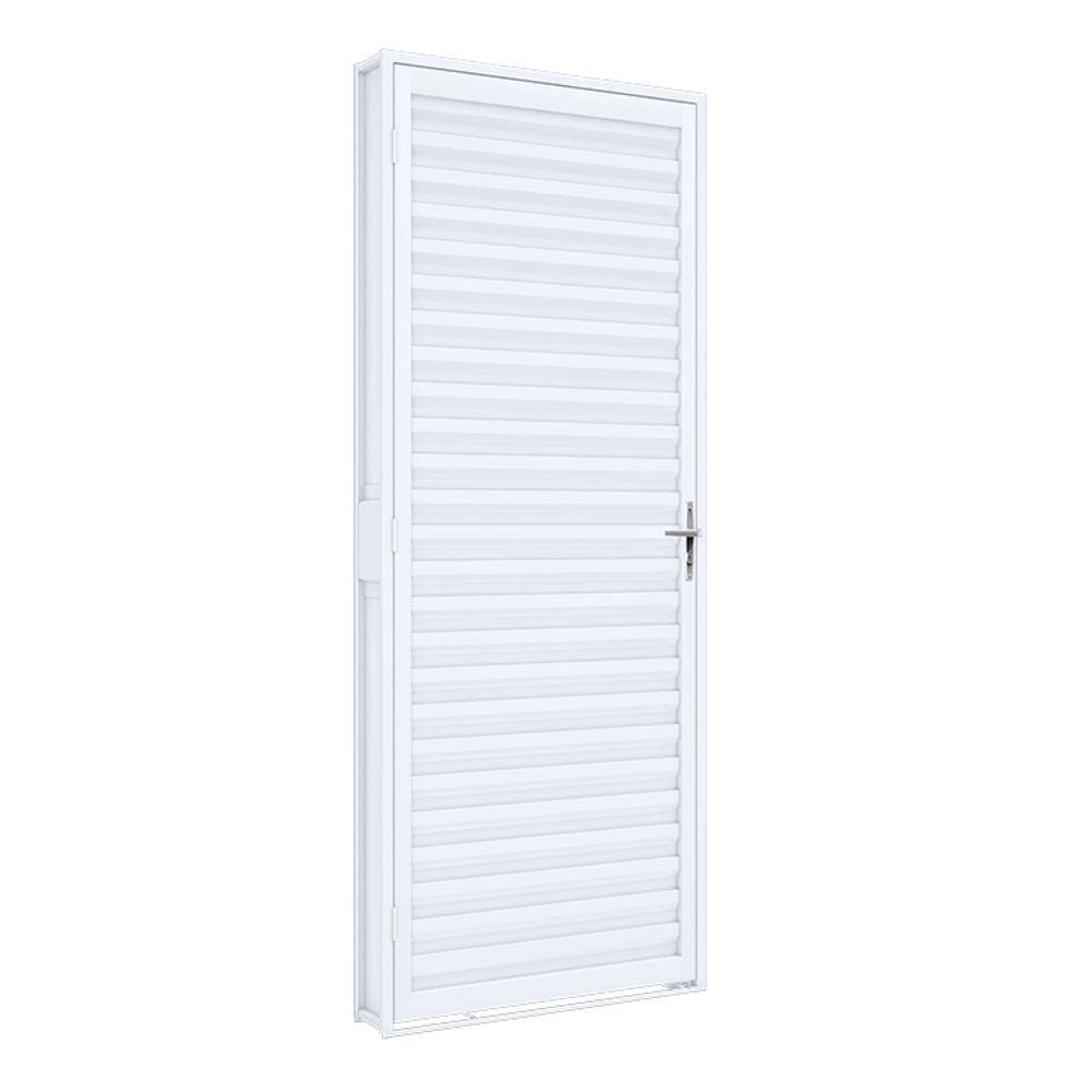 Porta de Giro Natural e Laminado de Alumínio Riobras Pronta 215cmx60cm Branco