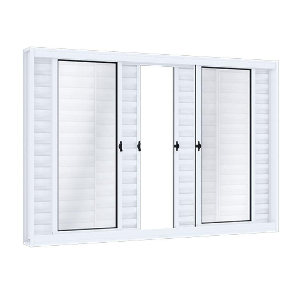 Janela de Correr Aço Veneziana 6 Folhas Riobras 100cmx200cm Branco