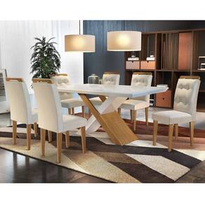 Conjunto Sala de Jantar 6 Cadeiras Kate Siena Moveis