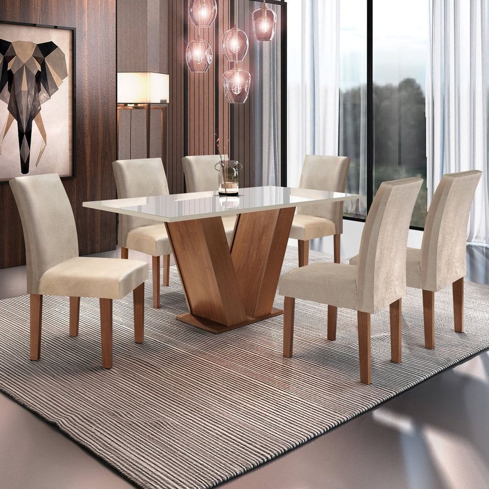 Conjunto Sala de Jantar 6 Cadeiras Kate Siena Moveis