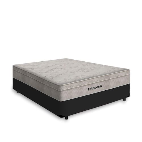 imagem-Cama Box Casal + Colchão De Molas Ensacadas - Ortobom - AirTech SpringPocket 138x188x65cm - Preto