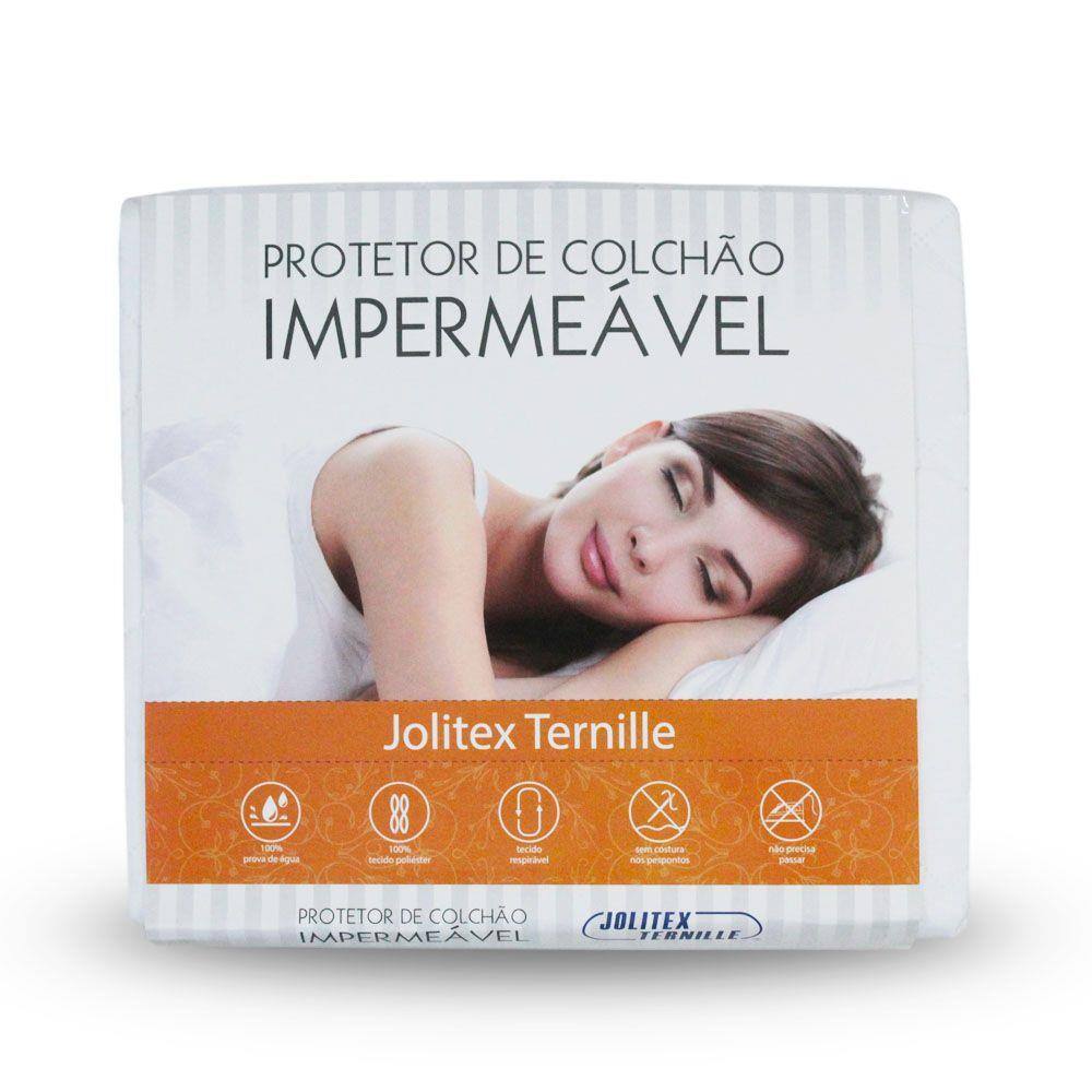 Protetor de Colchão Impermeável KING SIZE Branco com Elástico - Jolitex Ternille - 193x203 King Size