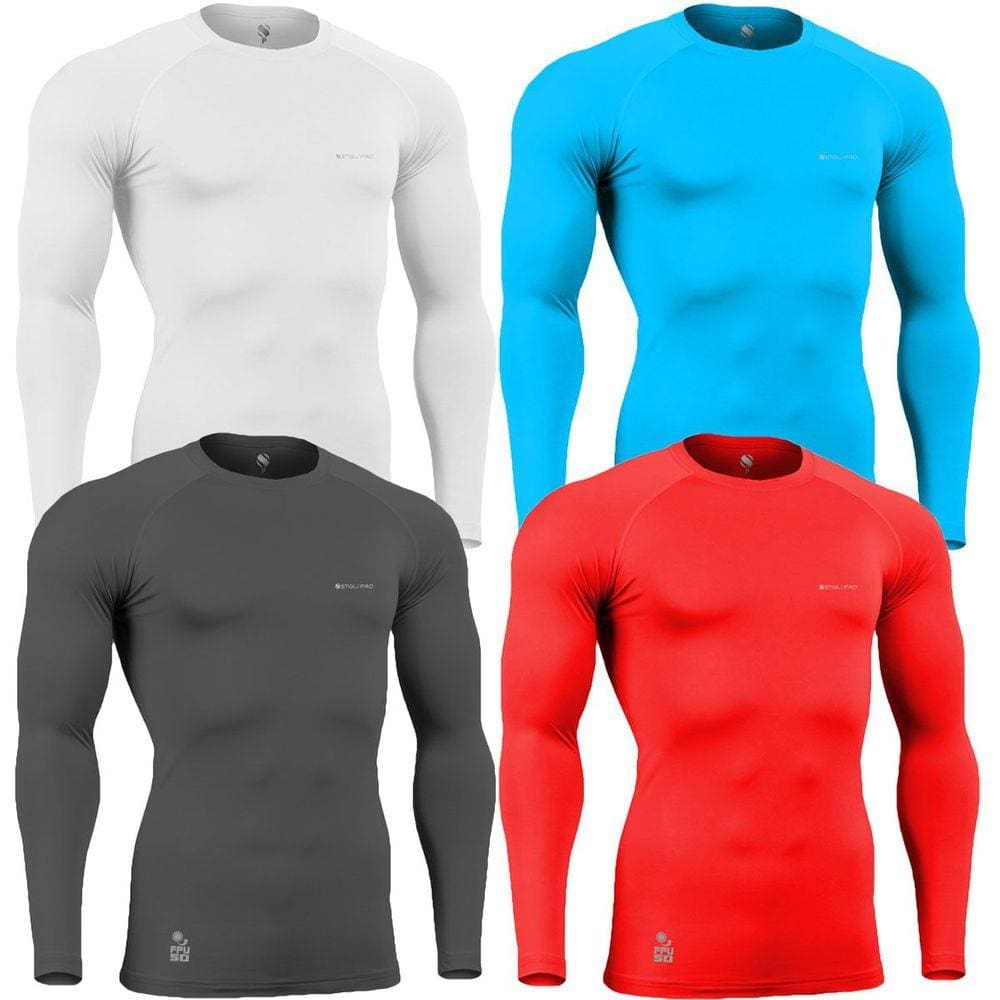 Kit C/ 4 Camisas de Compressão Térmica Stigli Pro Proteção Solar FPU50+ Manga Longa Poliamida