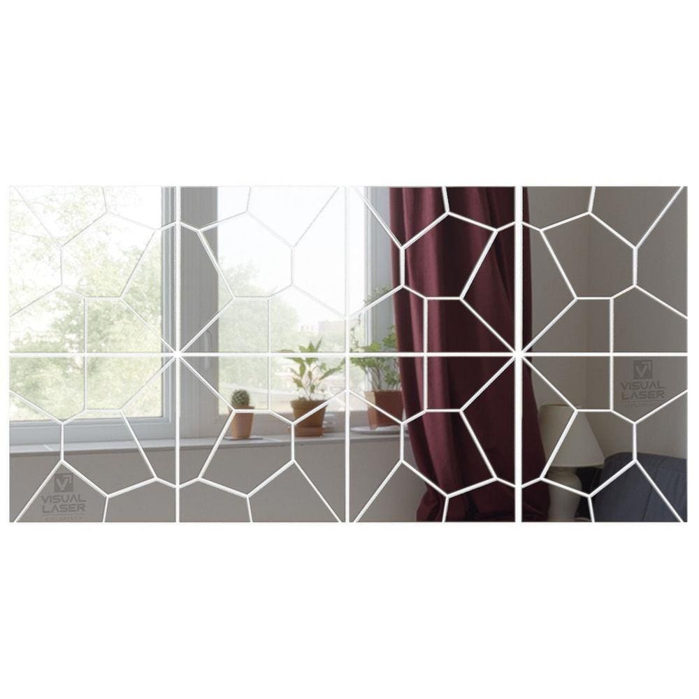 Espelho Decorativo Grande Acrílico 1,60M X 40Cm Quadrados Voronoí