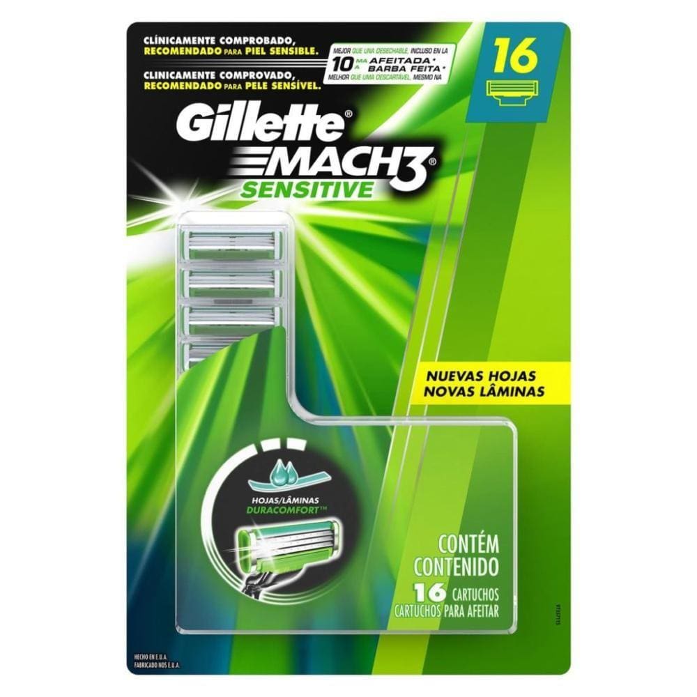 Carga Gillette Mach3 Sensitive com 16 unidades