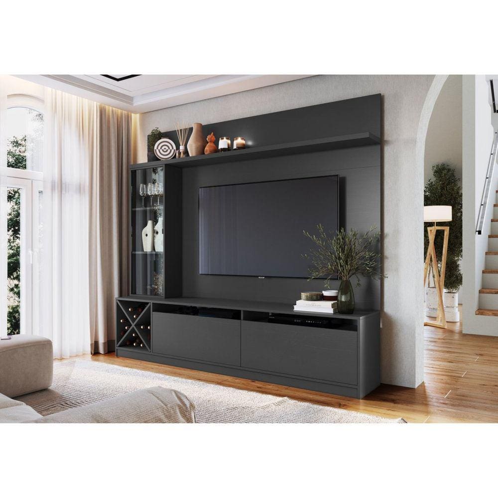 Estante Home Para TV até 60 Polegadas com Adega 1 Porta de Vidro Veneza Quiditá