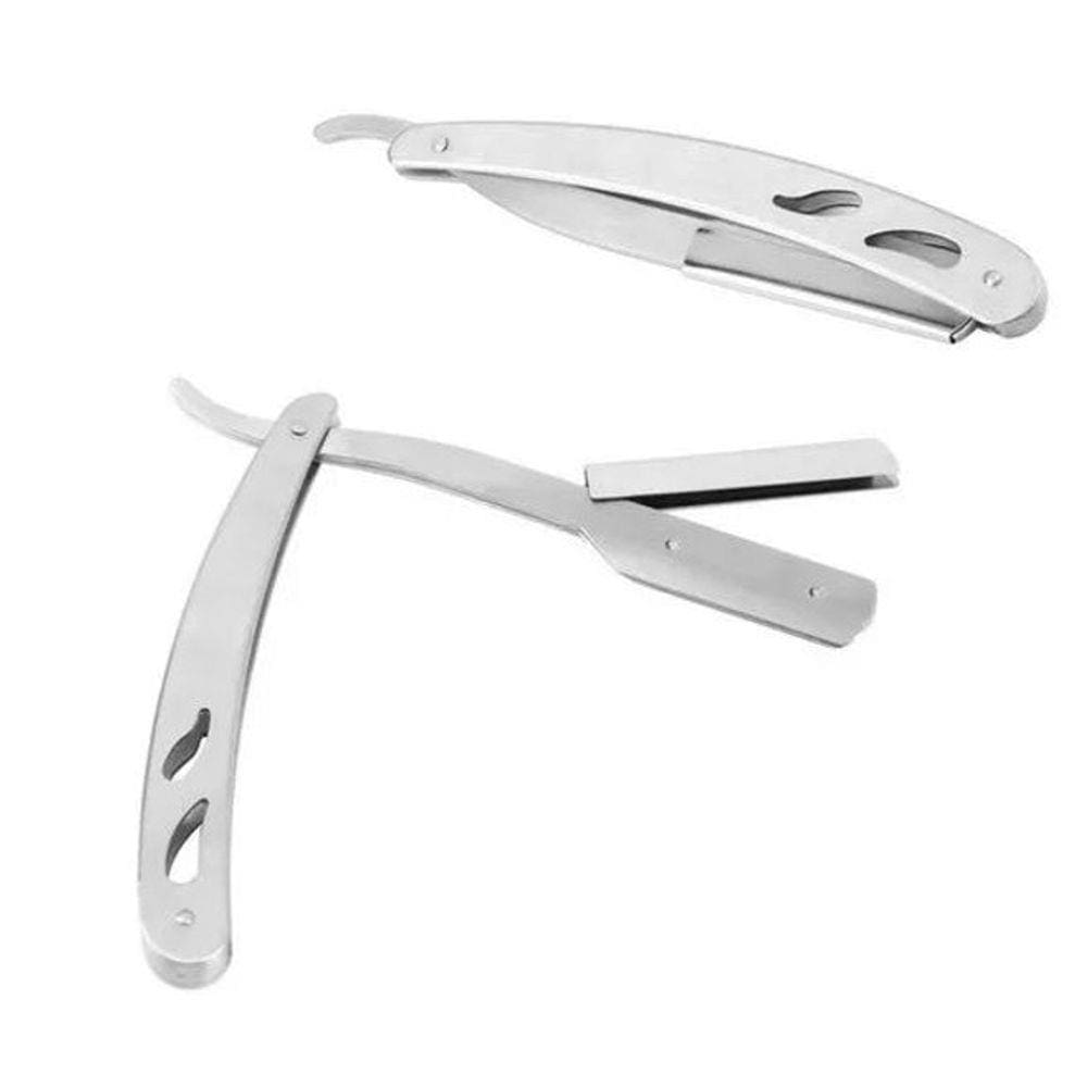 Navalha Navalhete Profissional Barbeiro Prata Inox Ostrich