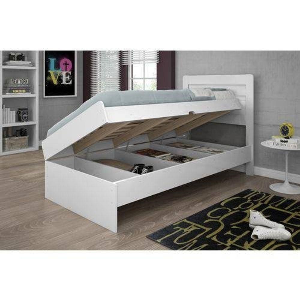 Cama Solteiro Baú Larissa Com Colchão