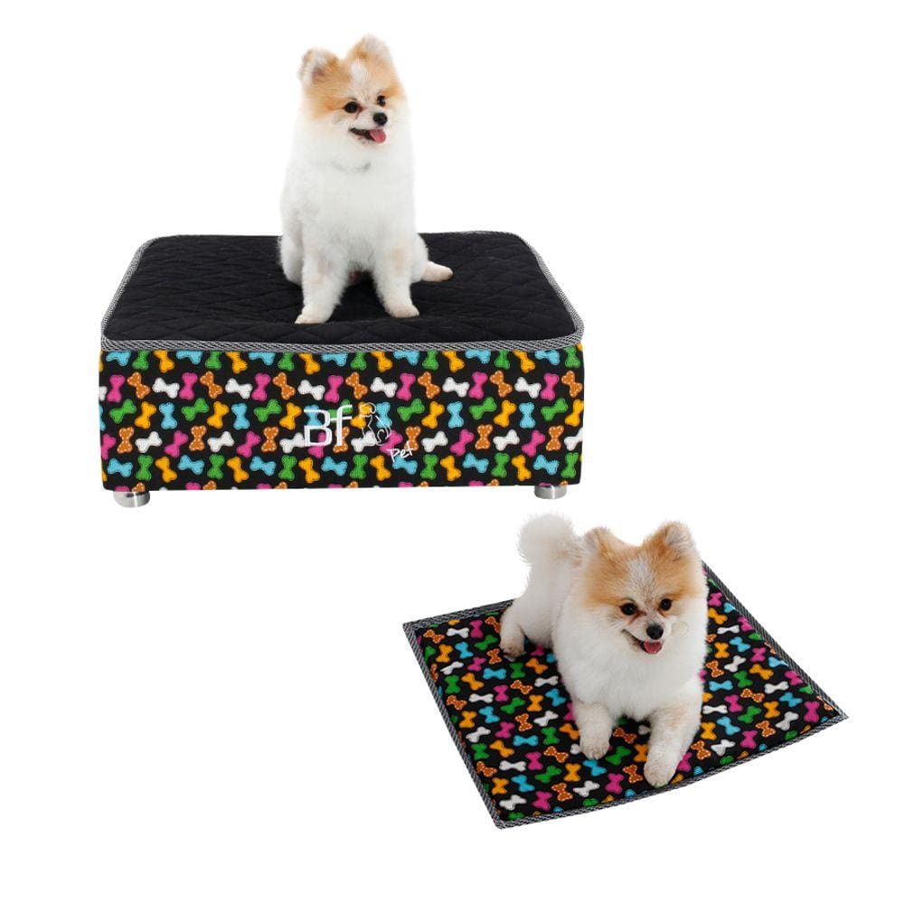 Cama Box Caminha Pet + Lençol Impermeável e Colchonete Almofada Cachorro e Gato Courvin Bf Colchões
