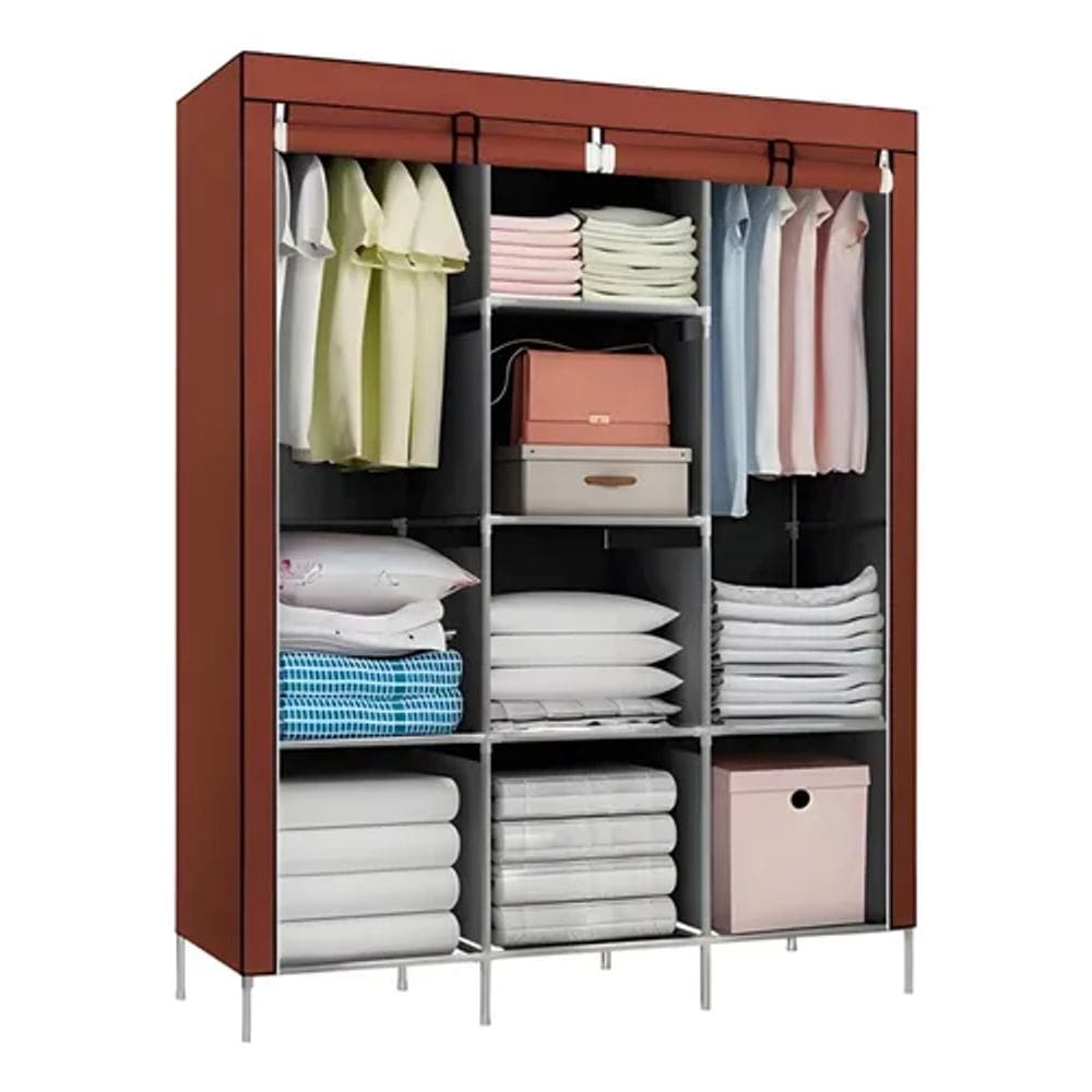 Guarda Roupa Decoteam Dobravel De Pano Cafe 88130B-1
