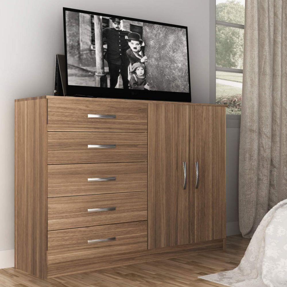 Cômoda 2 Portas 5 Gavetas Evidência Móveis Marrom