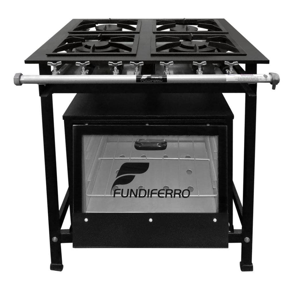 Fogão Industrial 4 Bocas com Forno P7 - Fundiferro