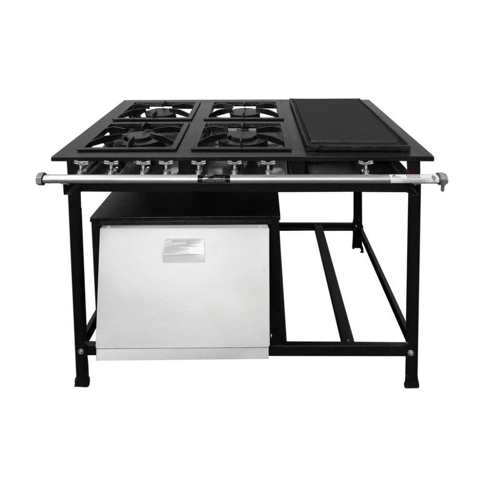 Fogão Industrial 4 Bocas com Forno e Chapa - Fundiferro