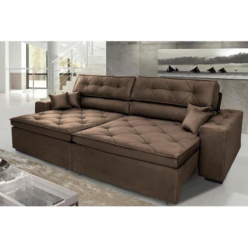 Sofá Austin 2,02m Retrátil, Reclinável com Molas no Assento e Almofadas, Tecido Suede Menor preço em Sofá Austin 2,02m Retrátil, Reclinável com Molas no Assento e Almofadas, Tecido Suede