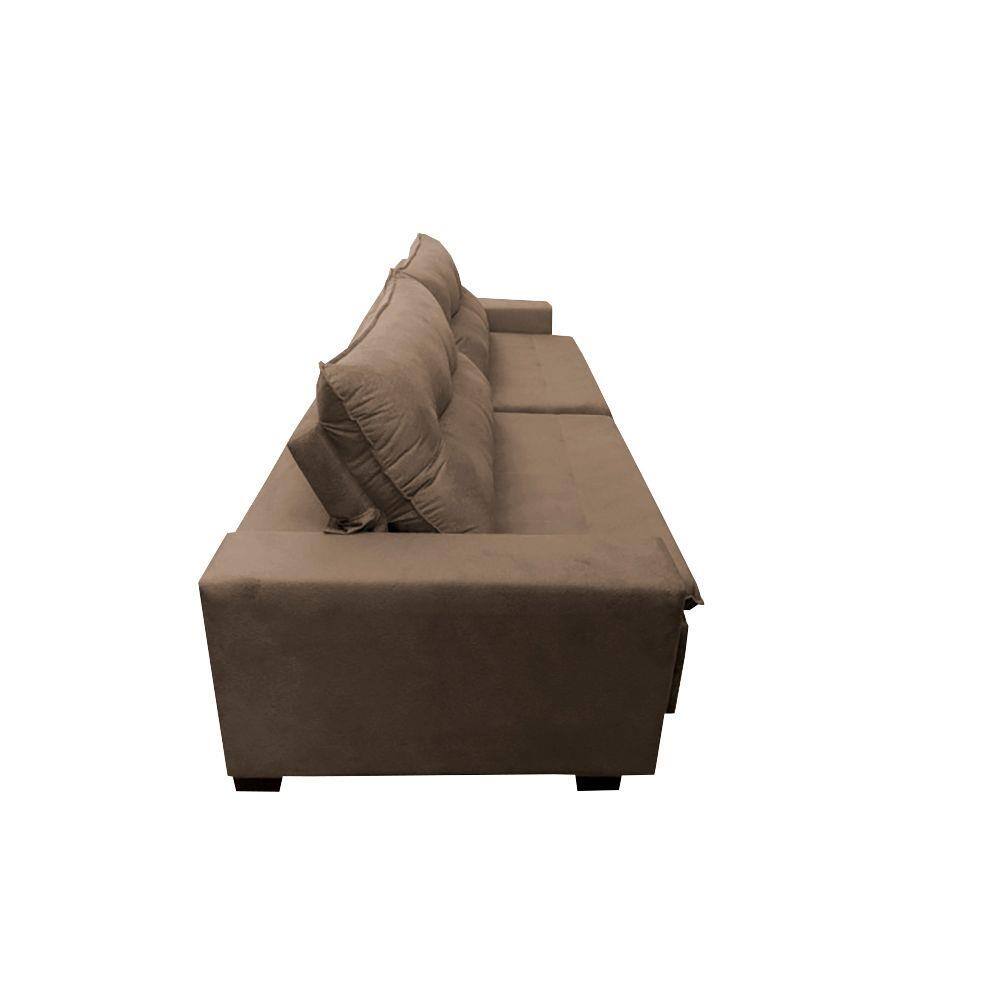 Sofá Retrátil e Reclinavel Oklahoma 2,52 Mts Com Molas e Pillow no Assento Tecido Suede - Cama InBox