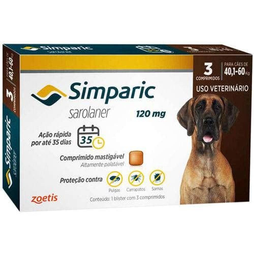 Simparic 3 Comprimidos 120 MG 40,1 KG - 60 KG